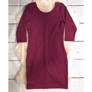 Ann Christine fuchsia 3/4 sleeve bodycon dress